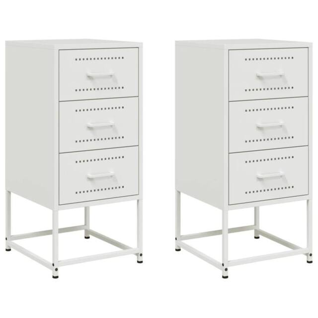 Berkfield Home Bedside Cabinets 2 pcs White 36x39x78 cm Steel - Size: 36 x 39 x 78 cm - image 1