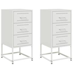 Berkfield Home Bedside Cabinets 2 pcs White 36x39x78 cm Steel - Size: 36 x 39 x 78 cm - thumbnail 1