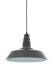 Orsina Grey Pendant Light With Gunmetal Exterior, Lamp With Slim Black Drop Cord, Hanging Light With Canopy - thumbnail 2