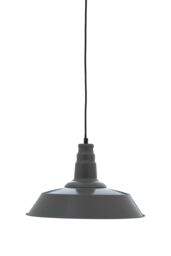 Orsina Grey Pendant Light With Gunmetal Exterior, Lamp With Slim Black Drop Cord, Hanging Light With Canopy