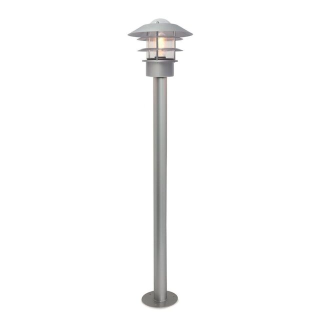 Loops Outdoor IP44 Bollard Light Silver LED E27 60W Bulb Outside External Exterior in Metallics