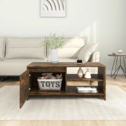 Berkfield Home Coffee Table Smoked Oak 102x50x45 cm Engineered Wood in Brown - Size: 102 x 50 x 45 cm - thumbnail 3