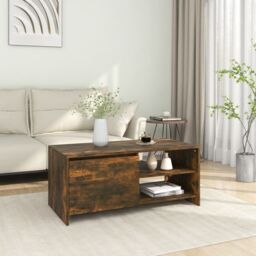 Berkfield Home Coffee Table Smoked Oak 102x50x45 cm Engineered Wood in Brown - Size: 102 x 50 x 45 cm - thumbnail 1