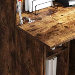 Berkfield Home Smoked Oak Writing Desk Smoked oak Engineered wood Standard in Brown - thumbnail 4