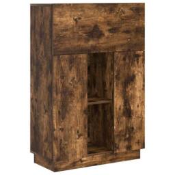 Berkfield Home Smoked Oak Writing Desk Smoked oak Engineered wood Standard in Brown - thumbnail 1