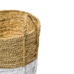 Ivyline Seagrass Log & Kindling Basket, White, Set of 2 in Natural - thumbnail 3