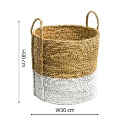 Ivyline Seagrass Log & Kindling Basket, White, Set of 2 in Natural - thumbnail 4