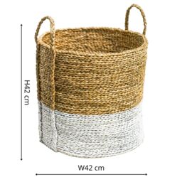Ivyline Seagrass Log & Kindling Basket, White, Set of 2 in Natural - thumbnail 5