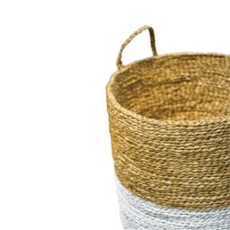 Ivyline Seagrass Log & Kindling Basket, White, Set of 2 in Natural - thumbnail 2