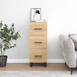 Berkfield Home Sideboard Sonoma Oak 34.5x34x90 cm Engineered Wood in Brown - thumbnail 2