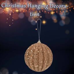 VFM e-Store Christmas Glitter Hanging Ball Decoration 12cm x 11cm Cream X 1 - Size: 12 cm x 11 cm - thumbnail 3