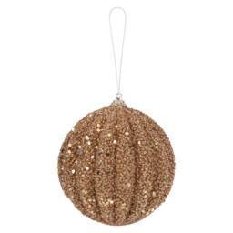 VFM e-Store Christmas Glitter Hanging Ball Decoration 12cm x 11cm Cream X 1 - Size: 12 cm x 11 cm
