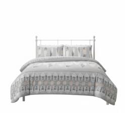 Snug City Modern Feather Design Duvet Set Elegant Cozy Bedding for Bedrooms in Grey - Size: Double - thumbnail 2