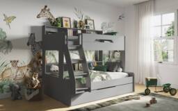 Flair Interstellar Triple Bunk Bed in Grey - Size: Single