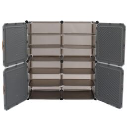 Living and Home 6 Tier Large Capacity Shoe Cabinet 4-Door Shoe Storage Rack in Dark Grey - thumbnail 2
