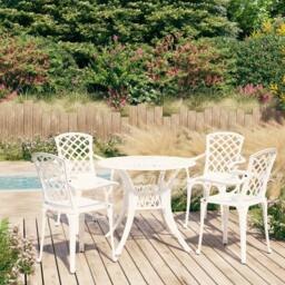 Berkfield Home 5 Piece Bistro Set Cast Aluminium White