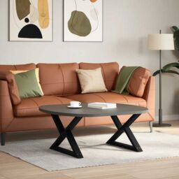 Berkfield Home Coffee Table Legs 2 pcs Black 70x(42-43.3) cm Steel - thumbnail 3