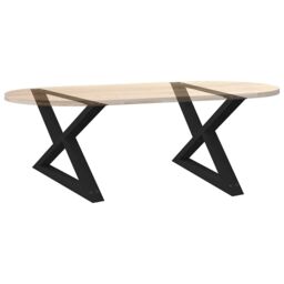 Berkfield Home Coffee Table Legs 2 pcs Black 70x(42-43.3) cm Steel - thumbnail 8