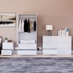 Home Discount Vida Designs Denver Bedroom Set (2 Dr Bedside, 6 Dr Chest, Wardrobe) in White - thumbnail 7