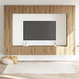 Berkfield Home Wall Mounted TV cabinets 8 pcs Artisan Oak Engineered Wood in Brown - thumbnail 3