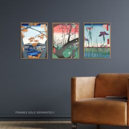 Artery8 Set of 3 Utagawa Hiroshige Nature Japanese Landscapes Art Prints - Size: A3 - thumbnail 2