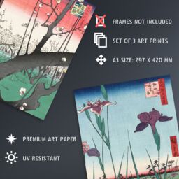 Artery8 Set of 3 Utagawa Hiroshige Nature Japanese Landscapes Art Prints - Size: A3 - thumbnail 4