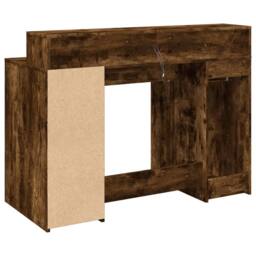 Berkfield Home Desk with LED Lights Smoked Oak 120x55x91 cm Engineered Wood in Brown - Size: 120 x 55 x 91 cm - thumbnail 8