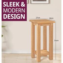 FORGEVIO Small Coffee Table, Solid Wooden Oak Side Table in Natural - Size: 0.6m2 - thumbnail 2