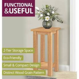 FORGEVIO Small Coffee Table, Solid Wooden Oak Side Table in Natural - Size: 0.6m2 - thumbnail 4