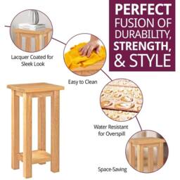FORGEVIO Small Coffee Table, Solid Wooden Oak Side Table in Natural - Size: 0.6m2 - thumbnail 3
