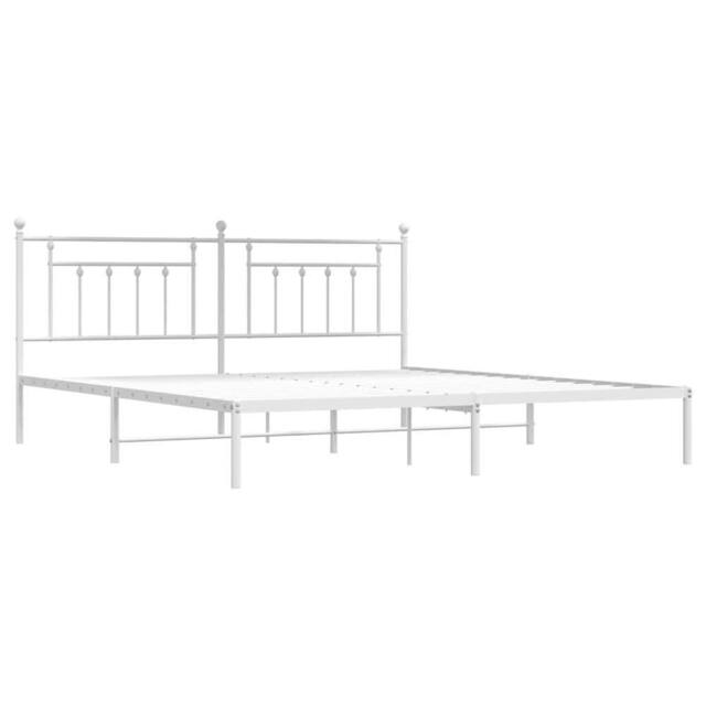 Berkfield Home Metal Bed Frame with Headboard White 200x200 cm - image 1