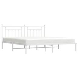 Berkfield Home Metal Bed Frame with Headboard White 200x200 cm - thumbnail 5