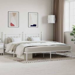Berkfield Home Metal Bed Frame with Headboard White 200x200 cm - thumbnail 2