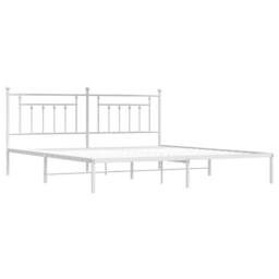 Berkfield Home Metal Bed Frame with Headboard White 200x200 cm - thumbnail 1