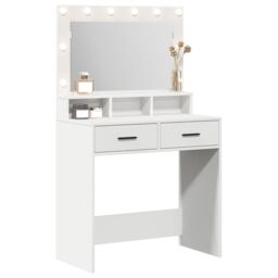 Berkfield Home Dressing Table with LED Lights, White, 79x41x135 cm in White - Size: 79 x 41 x 135 cm - thumbnail 3