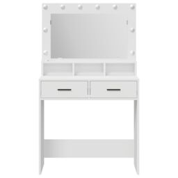 Berkfield Home Dressing Table with LED Lights, White, 79x41x135 cm in White - Size: 79 x 41 x 135 cm - thumbnail 5