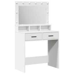 Berkfield Home Dressing Table with LED Lights, White, 79x41x135 cm in White - Size: 79 x 41 x 135 cm - thumbnail 2