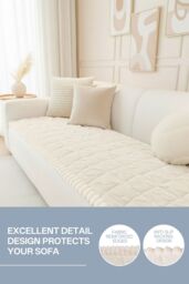 Living and Home Plush Quilted Non-slip Sofa Protector in White - Size: Medium - thumbnail 2