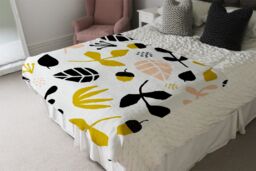 Benjamin Tate Design Leaves Acorns & Branches Blanket in Natural - Size: 120 cm x 150 cm - thumbnail 3