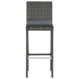 Berkfield Home Garden Bar Stools with Cushions 4 pcs Grey Poly Rattan - thumbnail 4