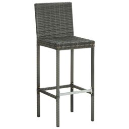 Berkfield Home Garden Bar Stools with Cushions 4 pcs Grey Poly Rattan - thumbnail 3