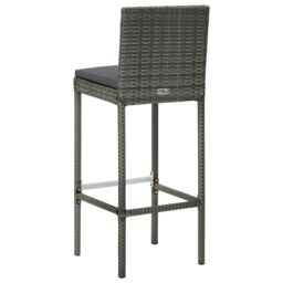 Berkfield Home Garden Bar Stools with Cushions 4 pcs Grey Poly Rattan - thumbnail 6