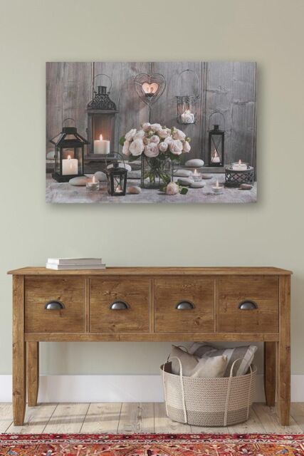 Art for the Home Cosy Cottage LED Printed Canvas in Brown - image 1