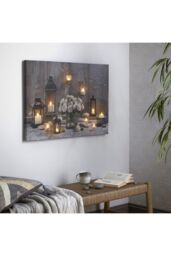 Art for the Home Cosy Cottage LED Printed Canvas in Brown - thumbnail 3