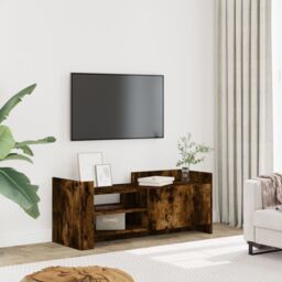 Berkfield Home TV Cabinet Smoked Oak 100x35x40 cm Engineered Wood in Grey - Size: 100 x 35 x 40 cm