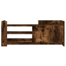 Berkfield Home TV Cabinet Smoked Oak 100x35x40 cm Engineered Wood in Grey - Size: 100 x 35 x 40 cm - thumbnail 4