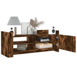 Berkfield Home TV Cabinet Smoked Oak 100x35x40 cm Engineered Wood in Grey - Size: 100 x 35 x 40 cm - thumbnail 3