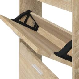 Berkfield Home Shoe Cabinet Oak 59x17x150 cm Engineered Wood in Light Tan - Size: 59 x 17 x 150 cm - thumbnail 8