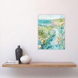 "Artery8 East Riding English Coastal Scene Watercolour Wall Art Print in Blue - Size: W24"" x H32""" - thumbnail 4