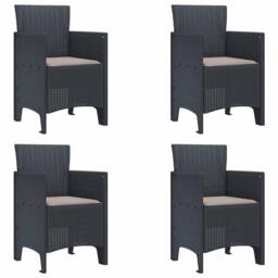 Berkfield Home Modern Garden Chair Set of 4 Anthracite, Taupe Polypropylene Resin - thumbnail 3